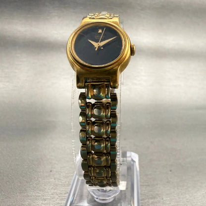 Seiko Watch Women 19mm Black Dial Gold Tone Round V401-0518 New Battery Vintage5