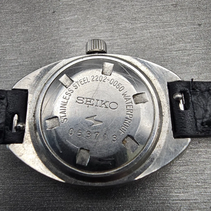 Seiko Watch Women 21mm Silver Dial Silver Tone Date Oval 2202-0050 Vintage Works10