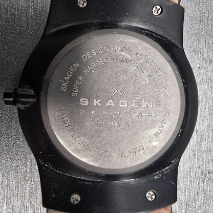 Skagen Watch Men 40mm Black Dial Black Tone Daydate Round 809XLTBLB New Battery10