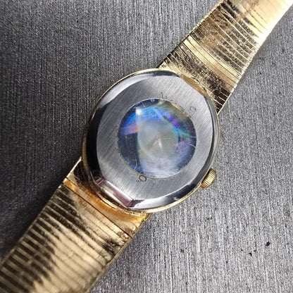 Citizen CQ Watch Women 17mm Cream Dial Gold Tone Gemmed 3220 New Battery NOS13
