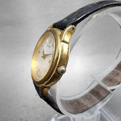 Seiko Watch Women 25mm White Dial Gold Tone Round V7011930 New Battery4