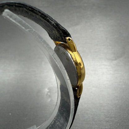 Seiko Watch Women 20mm Black Dial Gold Tone Round Vintage 1N00-0F69 New BatteryJ3