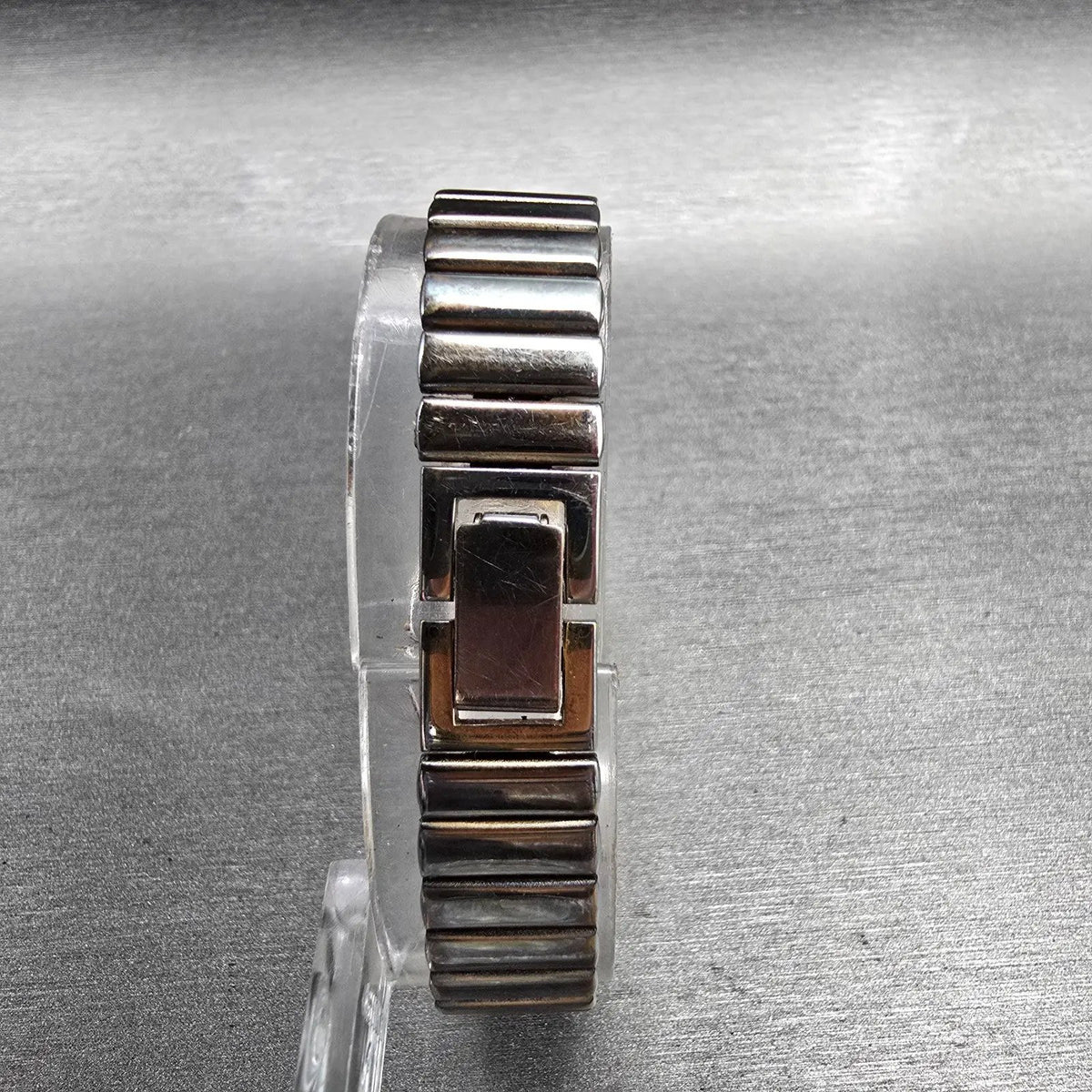 Seiko Half Moon Watch Women 15mm Black Dial Gold Asymmetrical 1F20-5D59 New Batt7