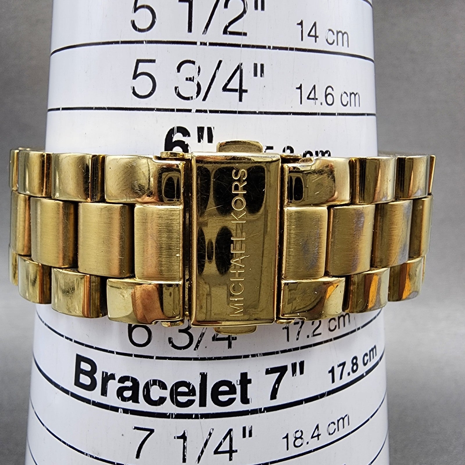 Michael Kors Watch Women 38mm Champagne Dial Gold Tone Date MK-5177 New Battery9