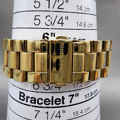 Michael Kors Watch Women 38mm Champagne Dial Gold Tone Date MK-5177 New Battery9