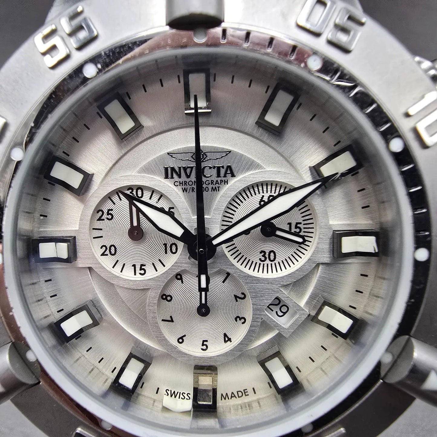 Invicta Sub Aqua Noma III Watch Men 50mm Silver Dial Silver Tone 1894 NewBattery1