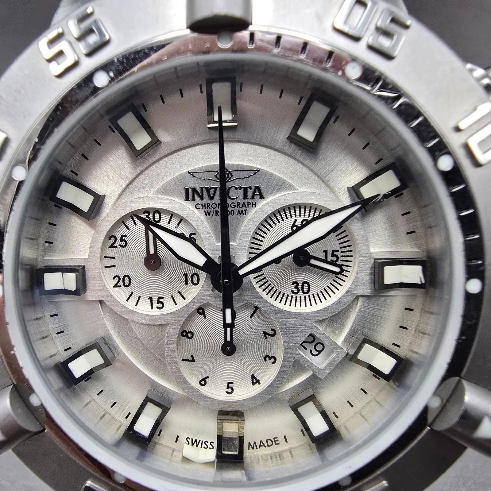 Invicta Sub Aqua Noma III Watch Men 50mm Silver Dial Silver Tone 1894 NewBattery1