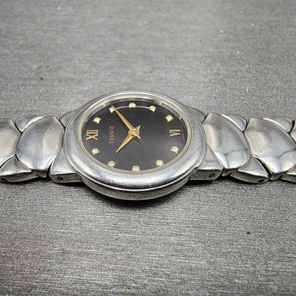 Tissot Watch Women 25mm Black Dial Steel Round BROKEN BAND New battery5