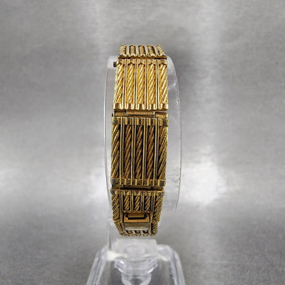 Seiko Tank Watch Women 12mm Black Dial Gold Tone 2e205269 New Battery7