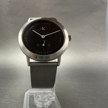 Calvin Klein Watch Men 35mm Black Dial Steel Round K03311 Small Seconds New Batt5