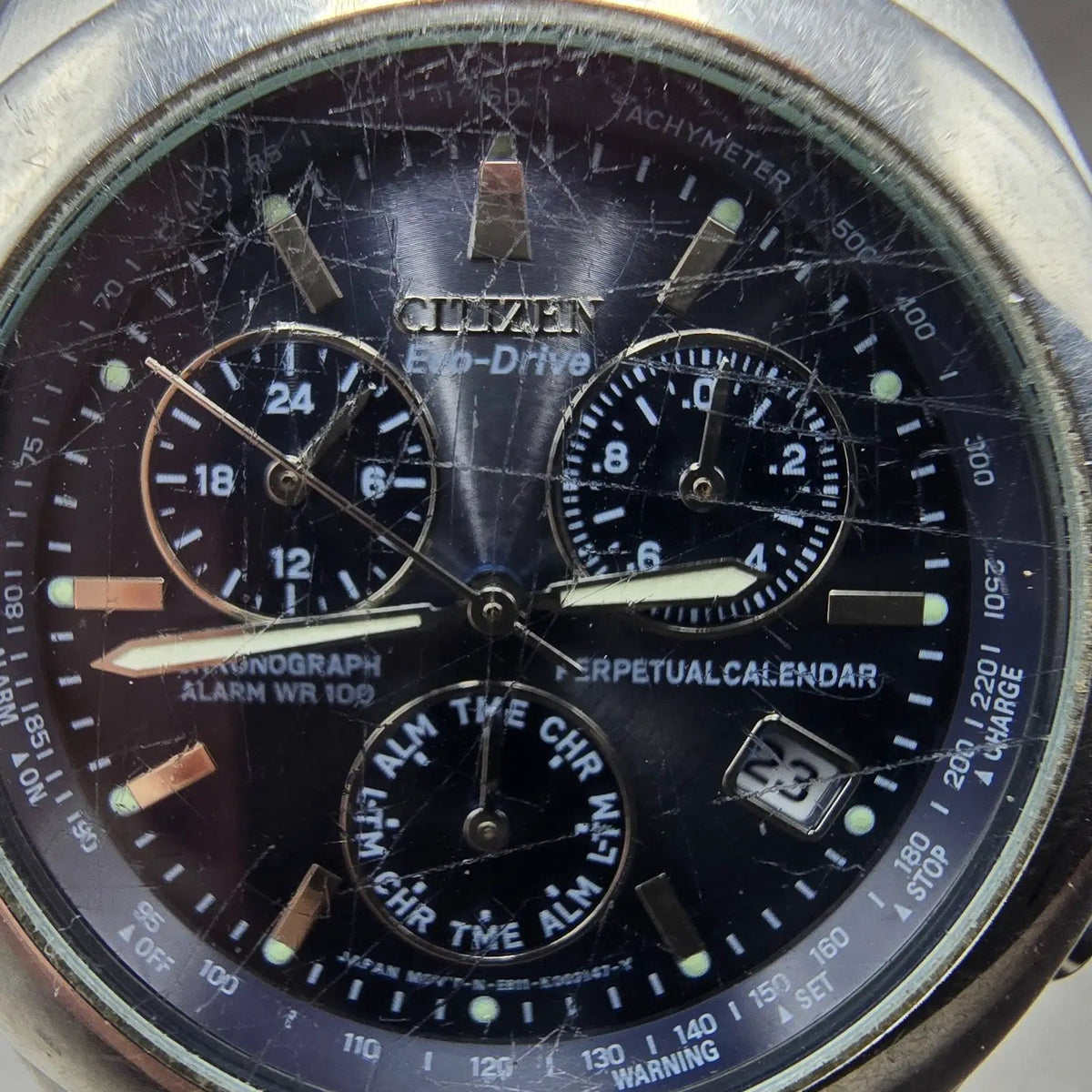 Citizen Eco-Drive Chronograph Watch Men 39mm Blue Dial Silver Perpetual Calendar1