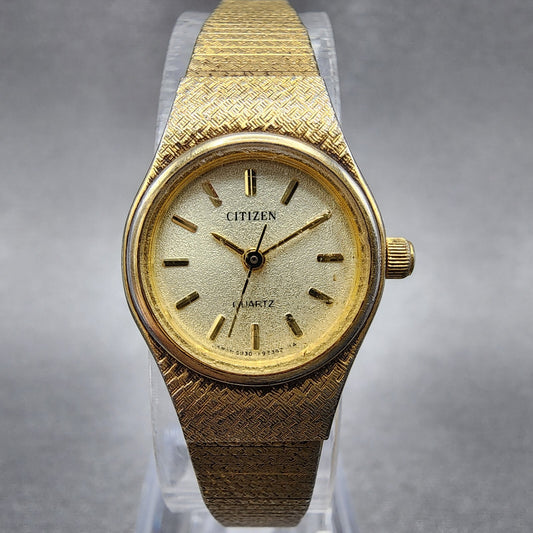 Citizen watch Women 18mm Champagne Dial Gold Tone 5930-F90427 New Battery