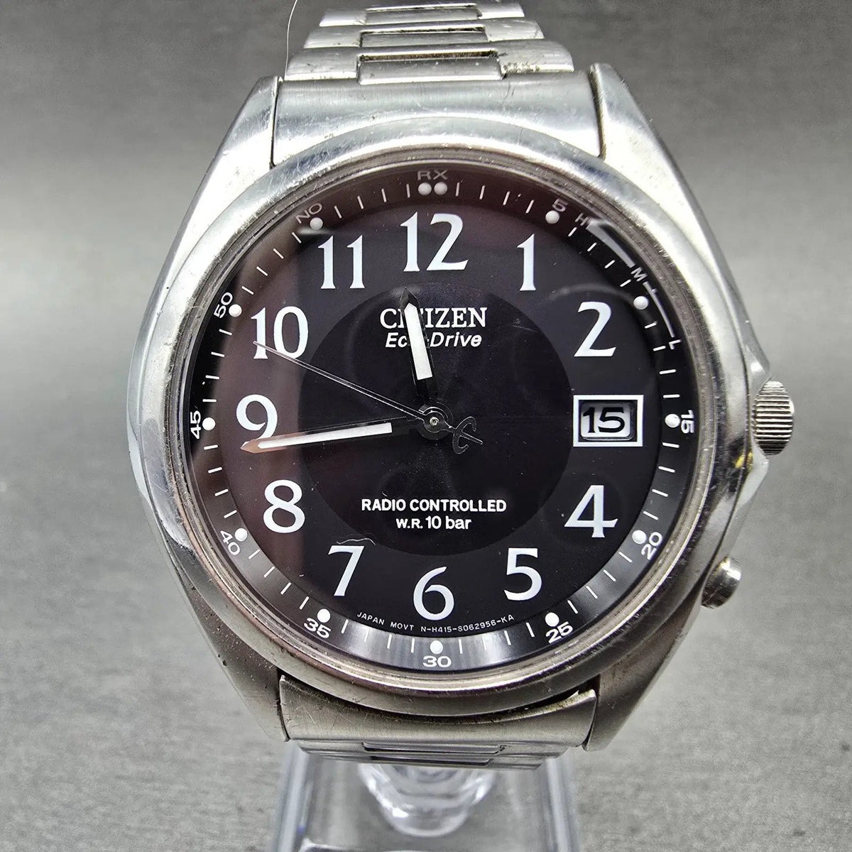 Citizen Eco-Drive Atomic Watch Men 38mm Black Dial Steel Date H415-S038278 PARTS0