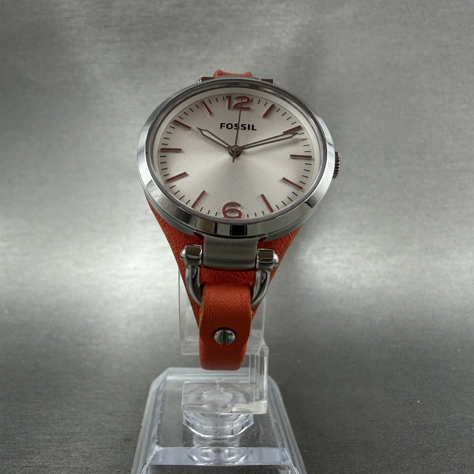 Fossil Georgia Watch Women 32mm White Dial Silver Tone Round ES3219 New Battery6