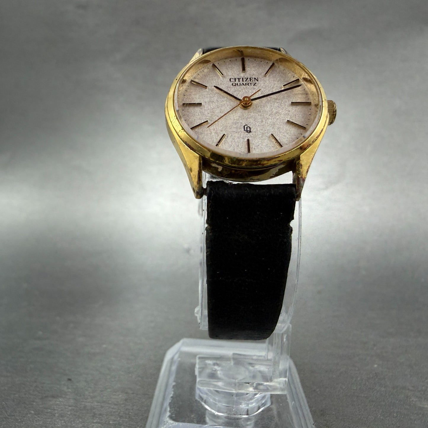 Citizen Watch Women 24mm White Dial Gold Tone Round 4-751159 New Battery VTG5
