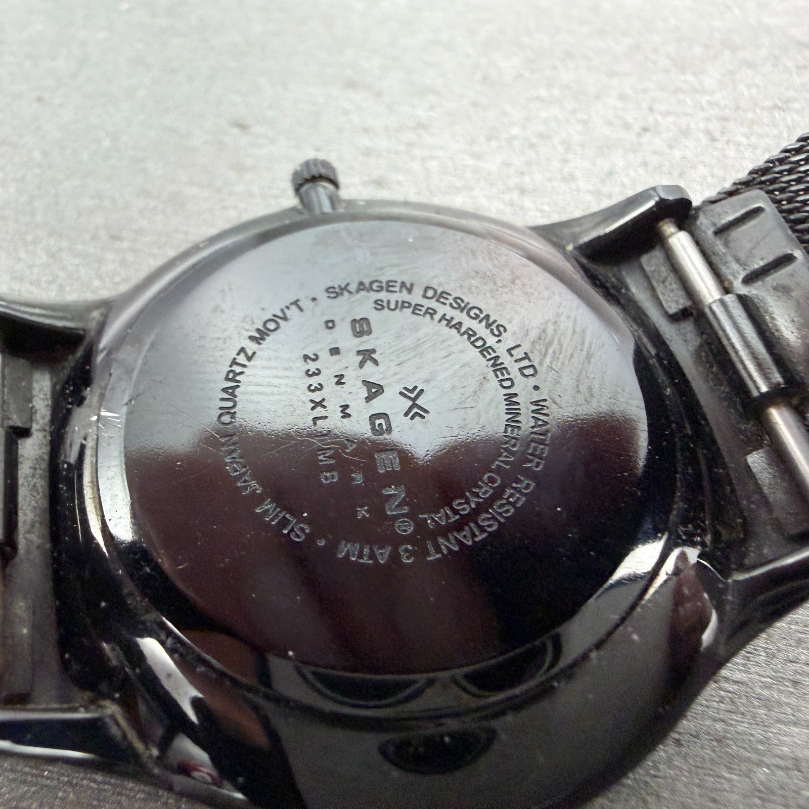 Skagen Watch Men 37mm Black Dial Black Tone Date Round 233XLMB New Battery9