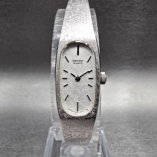 Seiko Watch Women 13mm Silver Dial Silver Tone Oval 1320-5009 New Battery0