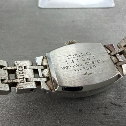 Seiko Tank Watch Women 15mm Silver Dial Silver Tone Manual 11-3350 Runs Vintage9