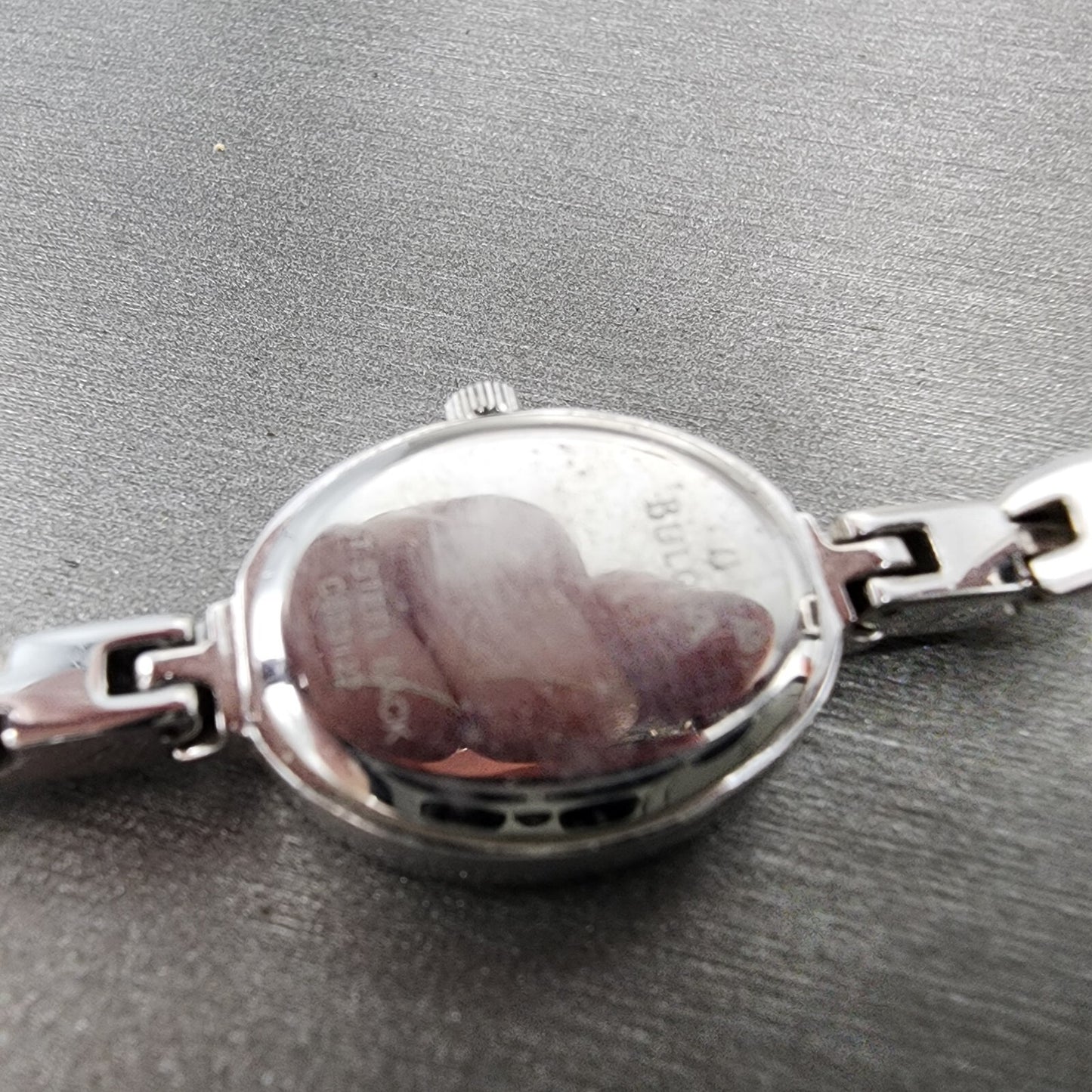 Bulova Crystal Watch Women 17mm Silver Dial Silver Tone Oval 96T49 New Batt9