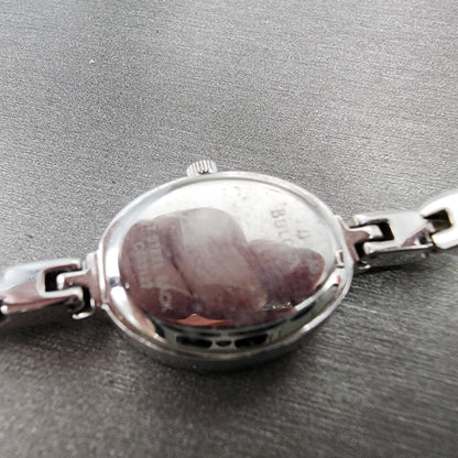 Bulova Crystal Watch Women 17mm Silver Dial Silver Tone Oval 96T49 New Batt9