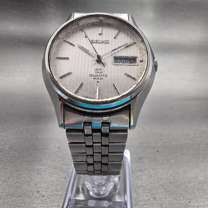 Seiko SQ Watch Men 36mm Silver Dial Silver Tone Daydate Round 4633-8029 New Batt5
