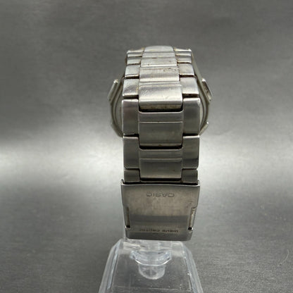 Casio Wave Ceptor Solar Watch Men 42mm Blue Dial Analog Digital Steel Runs7