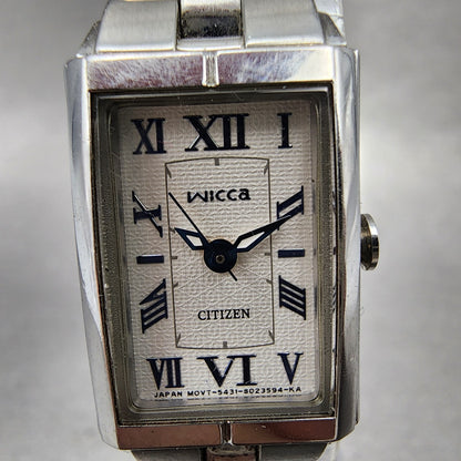 Citizen Wicca Tank Watch Women 16mm White Dial Silver Tone 5431S0112384 NewBat1