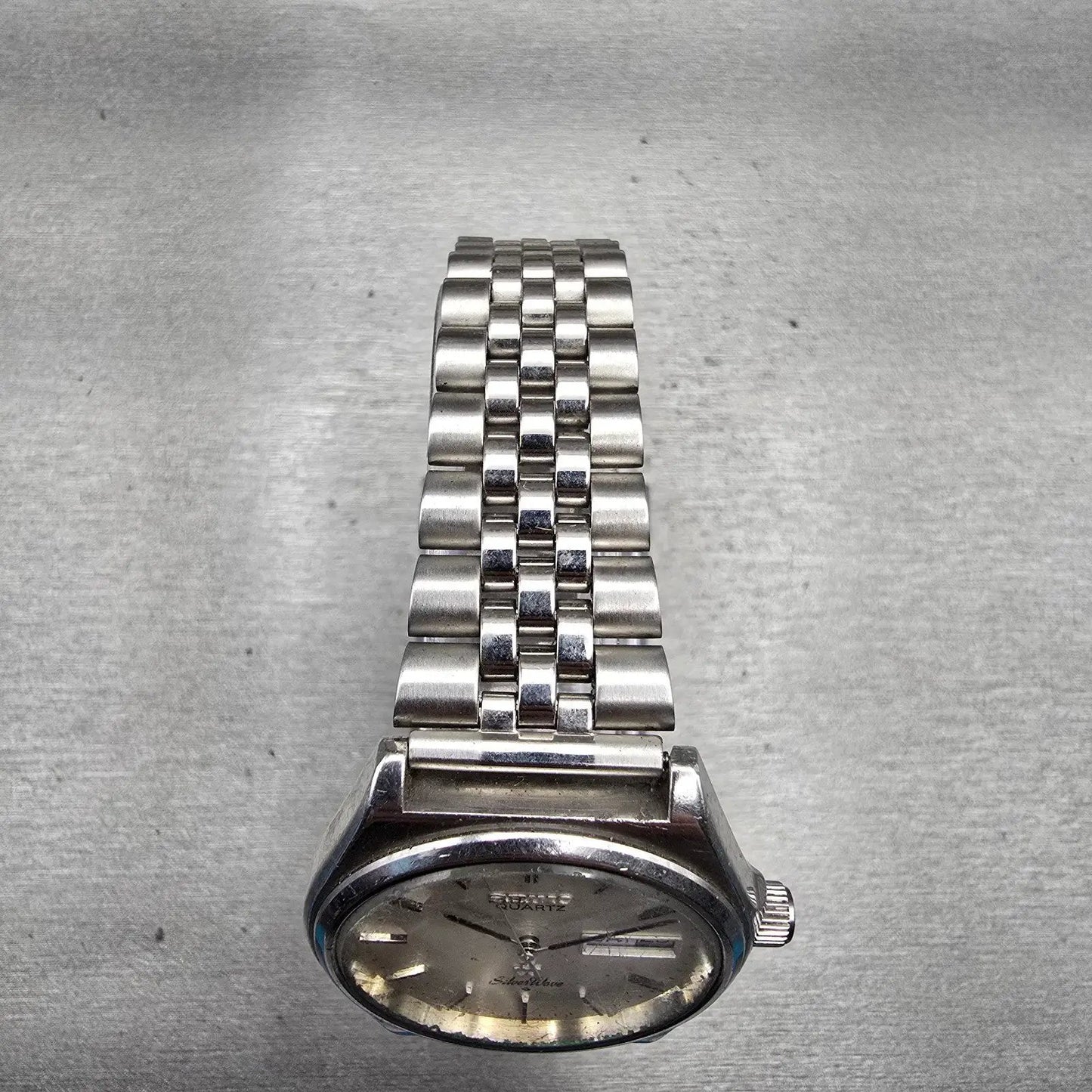 Seiko Silver Wave Watch Men 36mm Silver Dial Daydate Round 3229-8000 New Battery4