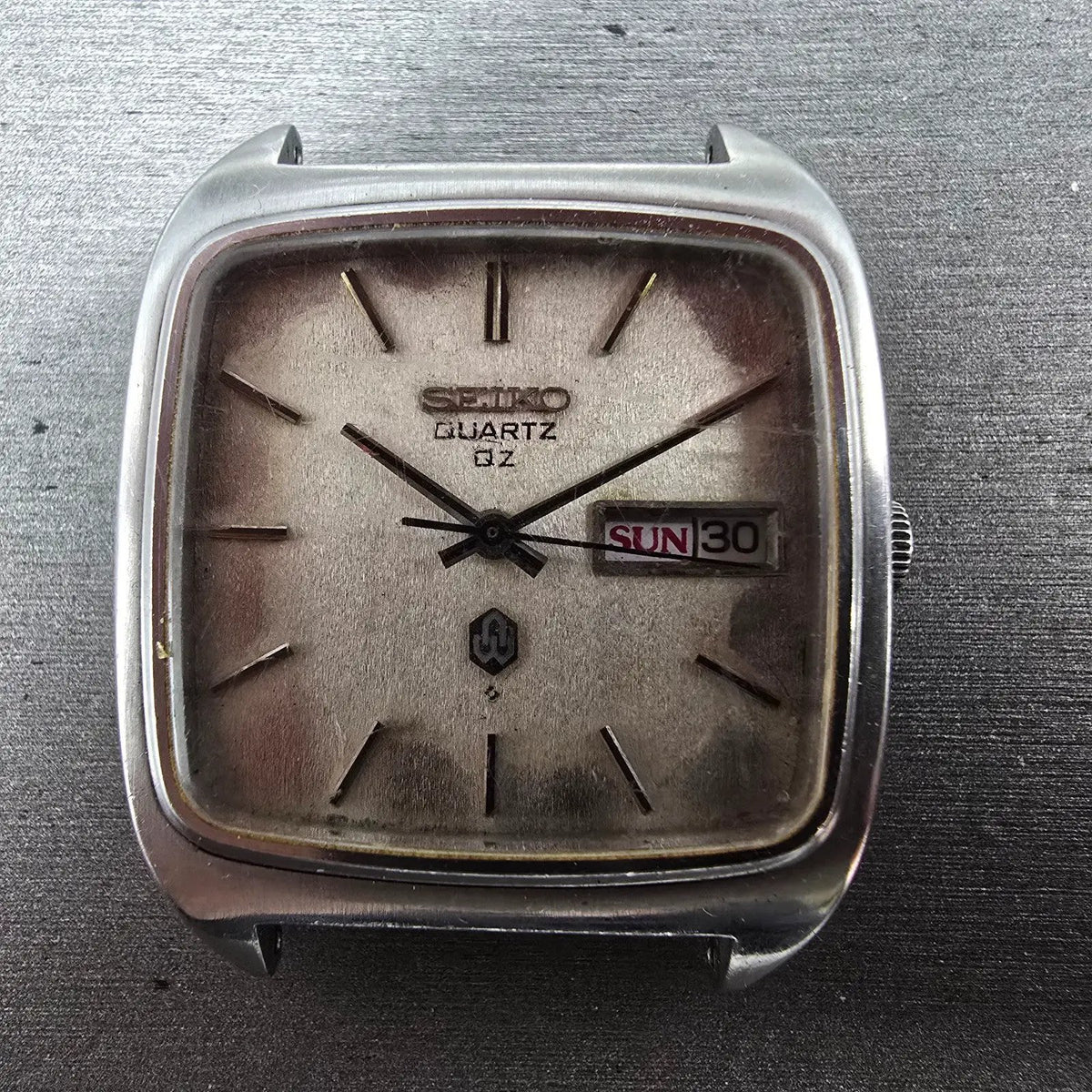 Seiko QZ Watch Men 34mm White Dial Steel Daydate 0923-5000 JDM VTG PARTS2