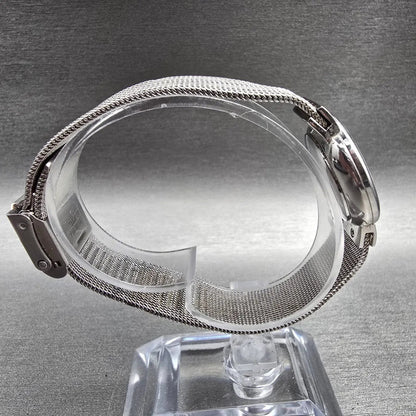 Skagen Watch Women 26mm Silver Dial Silver Tone Date Round 355SSS1 New Battery J8