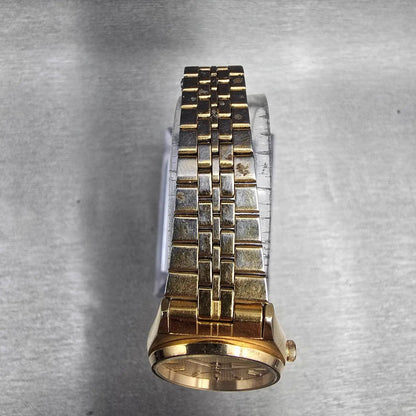 Seiko SQ Watch Women 23mm Gold Dial Gold Tone Daydate Round 2A23-0029 New Batt4