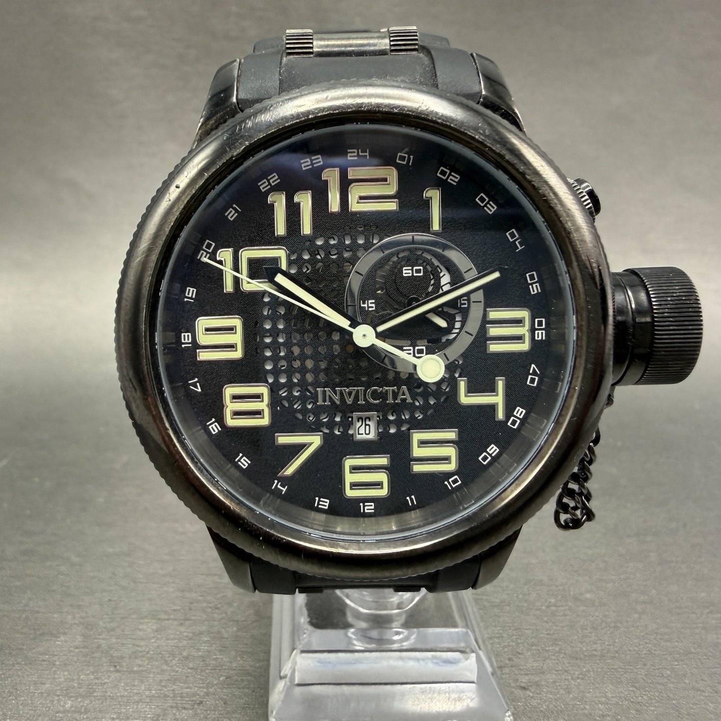 Invicta Russian Diver GMT Watch Men 52mm Black Dial Black Tone Date 5861 New Bat0