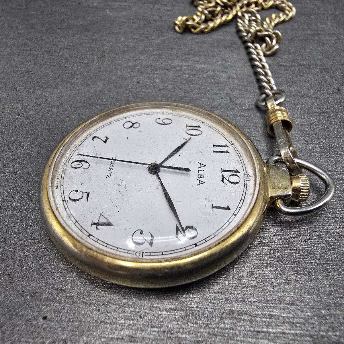 Seiko Alba Pocket Watch Men 36mm White Dial Gold Tone V131-0020 New Battery JDM3