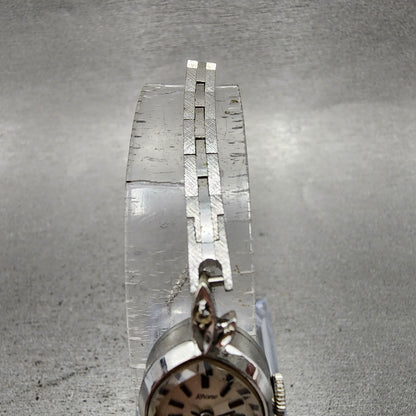 Citizen Rhone Watch Women 14mm Silver Dial White Gold Plated Oval Manual Runs4