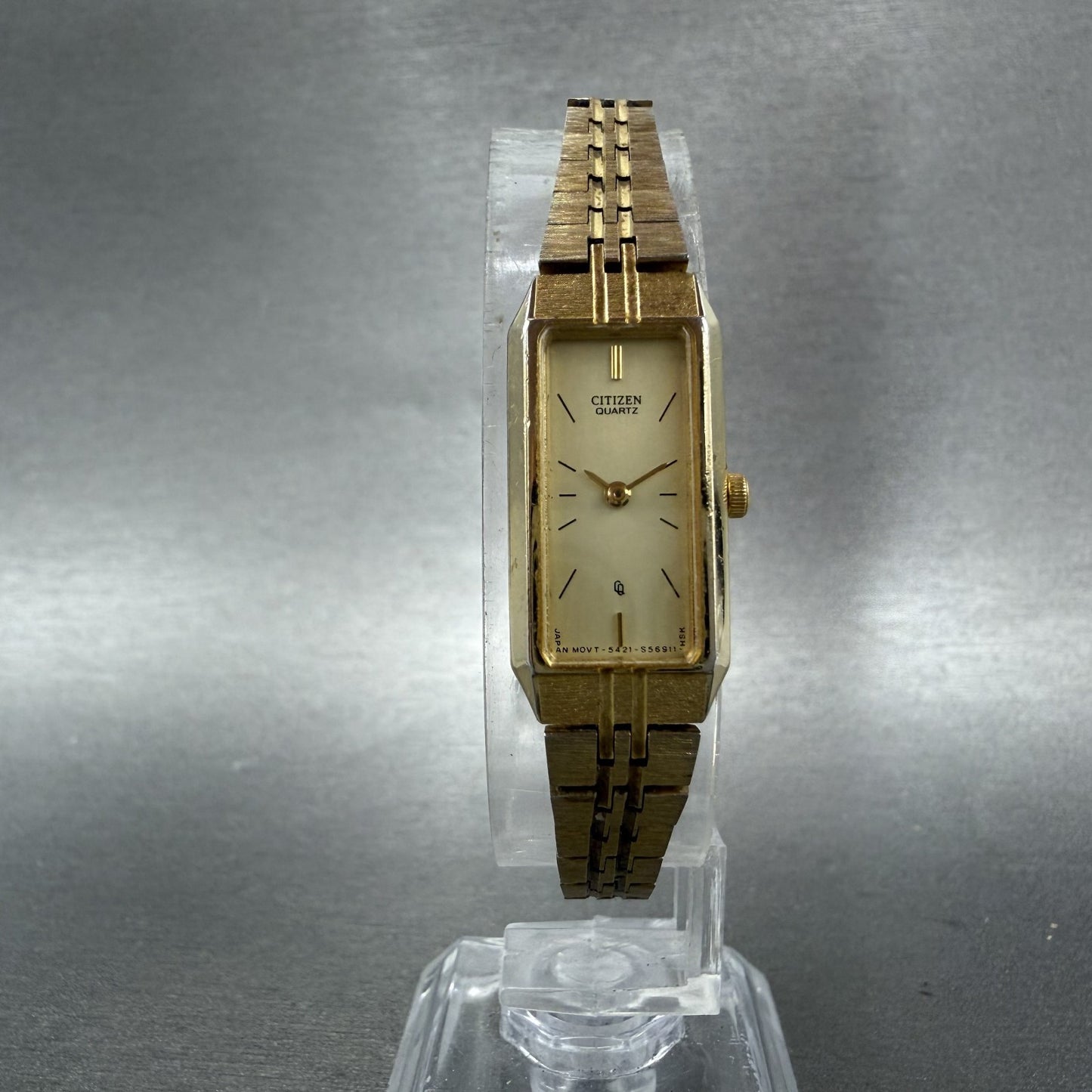 Citizen CQ Tank Watch Women 13mm Champagne Dial Gold Tone Rectangle New Battery5