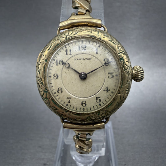 Hamilton Watch Women Cream Dial Gold Filled Manual Wind Grade 986 PARTS0