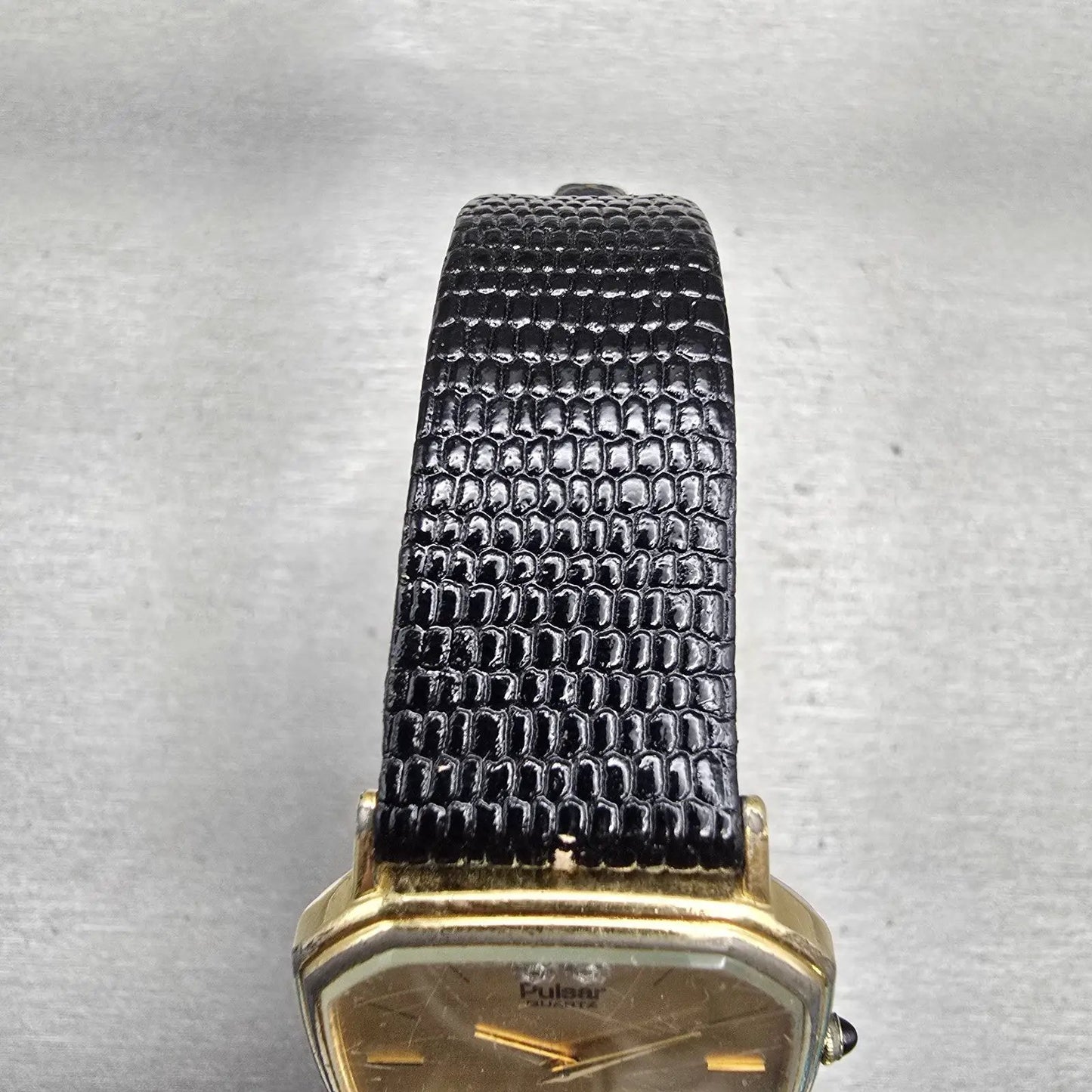 Seiko Pulsar Watch Men 30mm Gold Dial Gold Tone Octagon Y100-5419 New Battery4