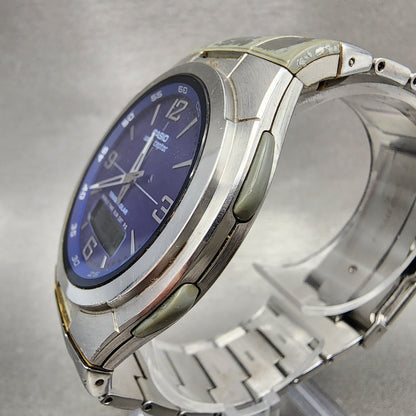 Casio Wave Ceptor WVH100J Watch Men 42mm Blue Dial Analog Digital Steel WorksAB2