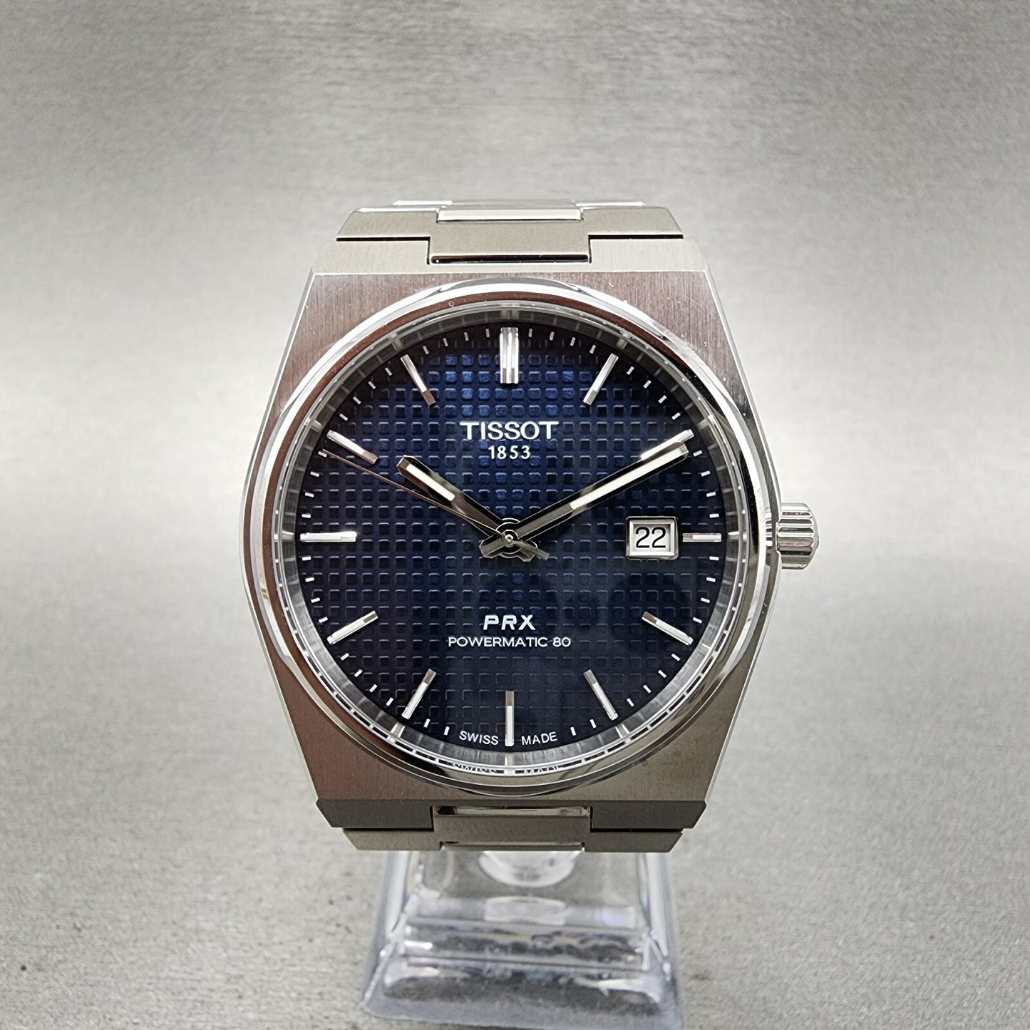 Tissot PRX Powermatic 80 Watch Men 40mm Blue Dial Steel Date T137.407.11.041.001
