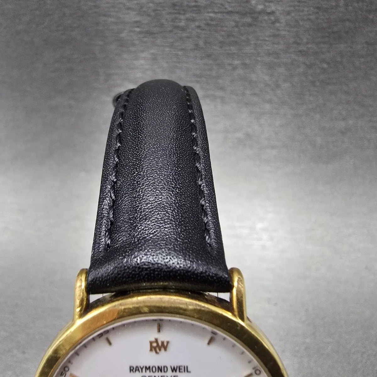 Raymond Weil Watch Men 31mm White Dial Gold Plated Date Round 5507-2 New Battery4