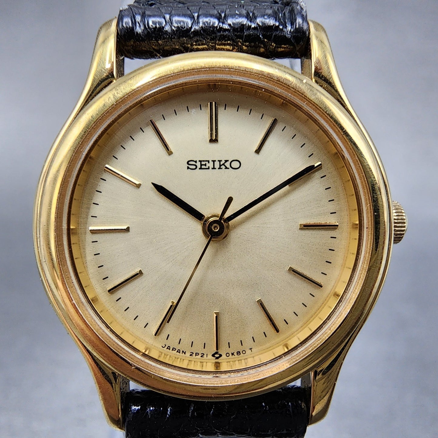 Seiko Watch Women 23mm Champagne Dial Gold Tone 12p210b90 New Battery1