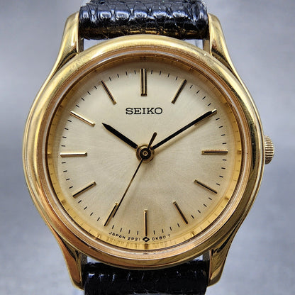 Seiko Watch Women 23mm Champagne Dial Gold Tone 12p210b90 New Battery1