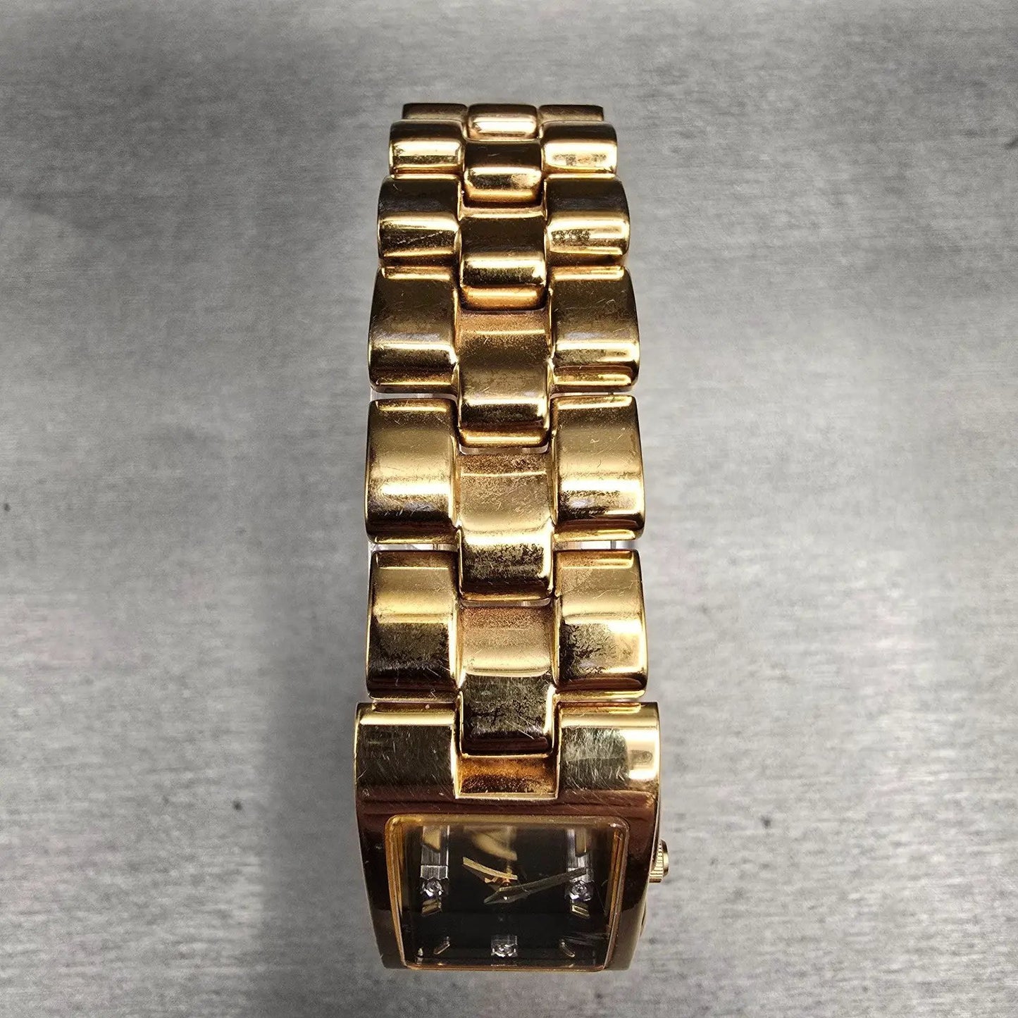 Bulova Tank Watch Women 18mm Black Dial Gold Tone Rectangle 97S73 New Battery4