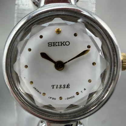 Seiko Tisse Watch Women 18mm White Dial Silver Tone Hearts 1F20-1B20 New Batt F41