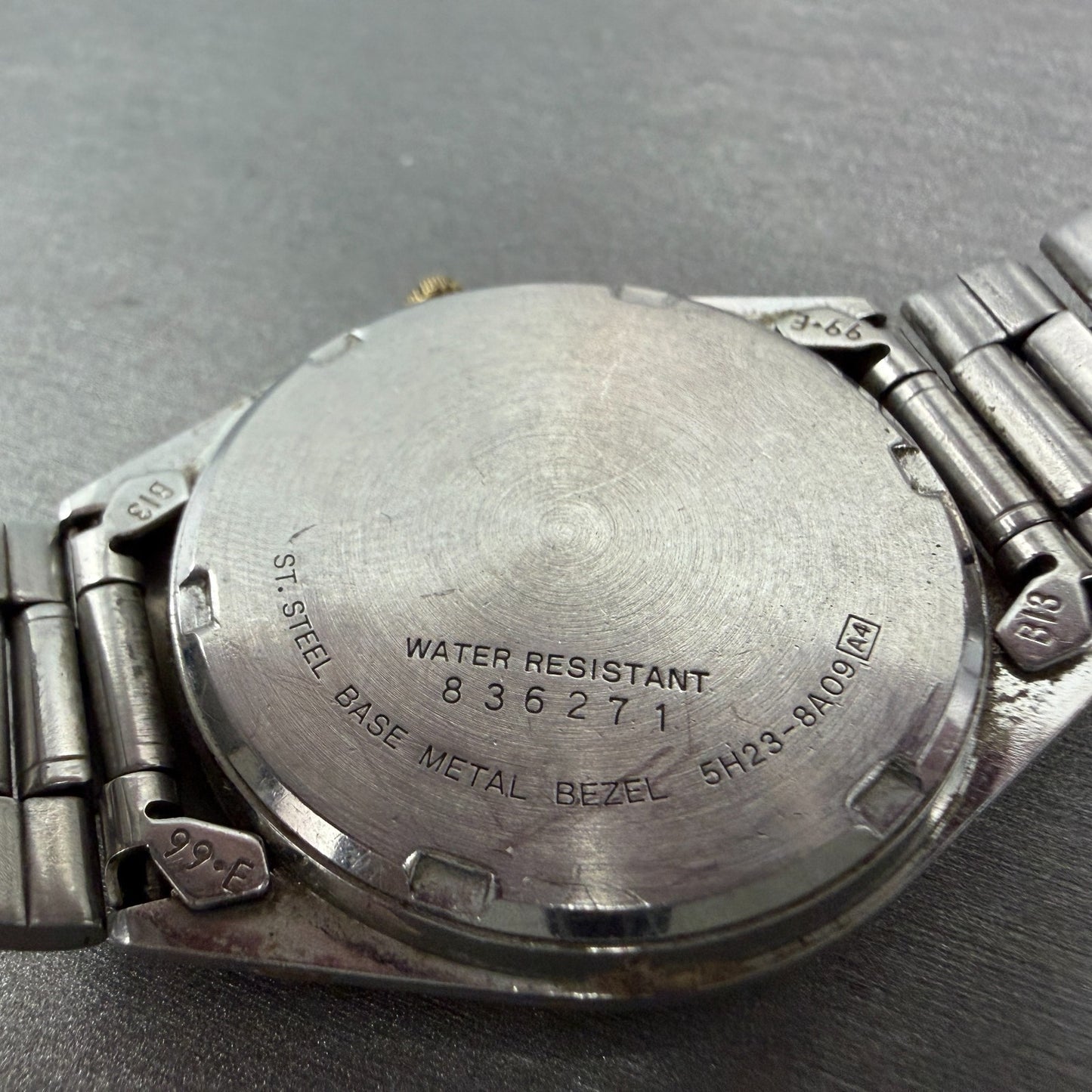 Seiko SQ Watch Men 34mm Silver Dial Two Tone Daydate 5H23-8a09 New Battery KJH79