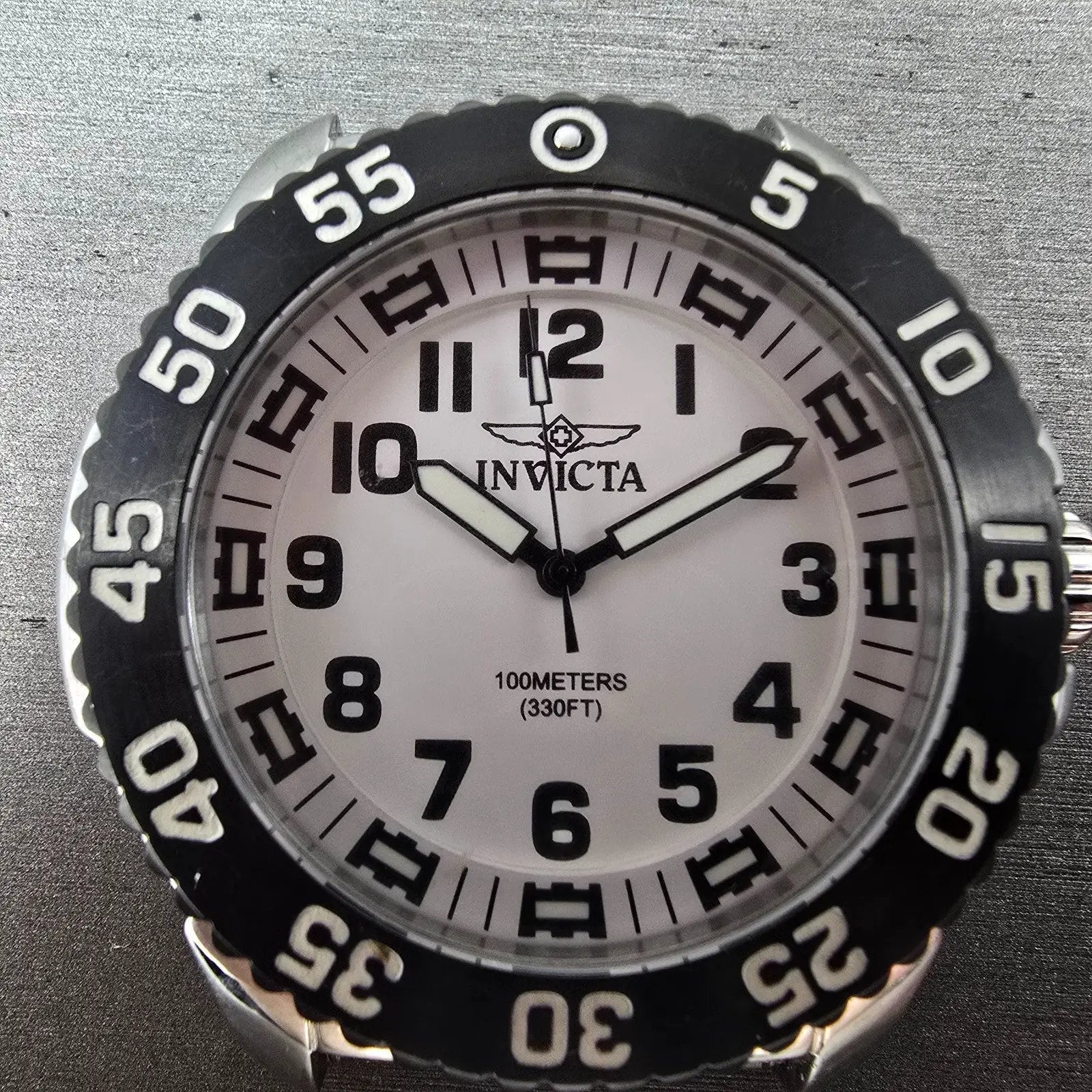 Invicta Dive Watch Men 48mm White Dial Silver Tone Round 1101 New Battery1
