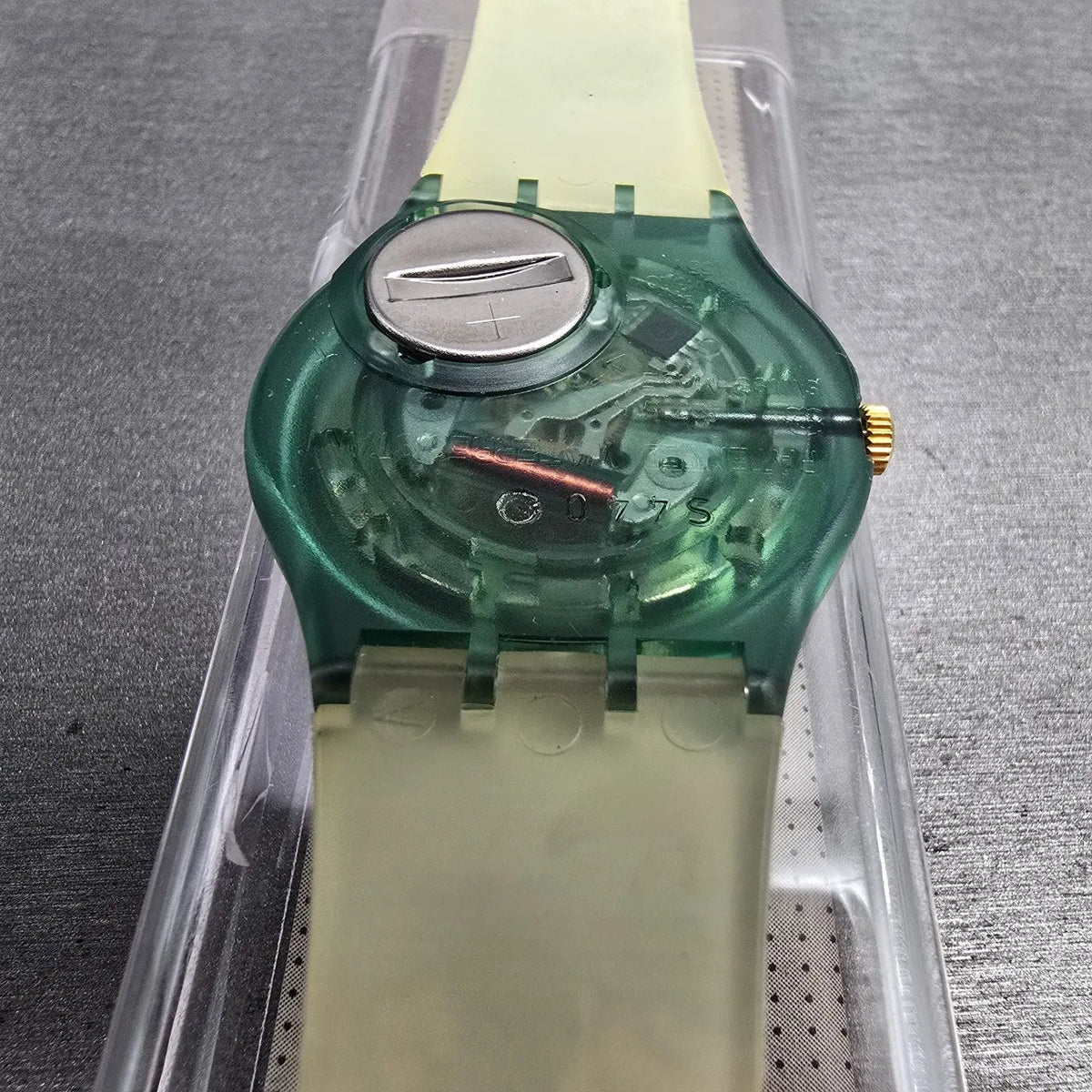Swatch Sole Mio Watch Men 34mm Blue Dial Green Case GM124 New Battery NOS12
