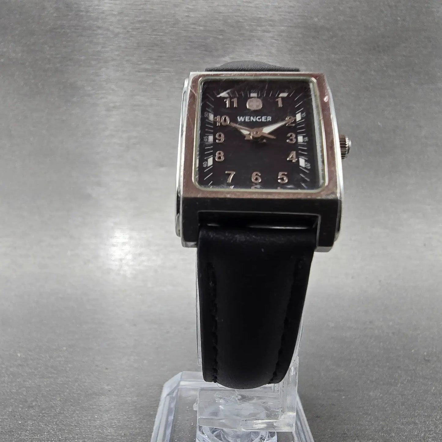 Wenger Swiss Military Tank Watch Women 20mm Black Dial Silver Tone 7511X New Bat5