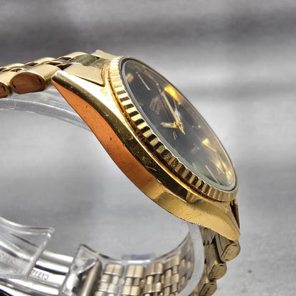 Citizen President Watch Men 34mm Black Dial Gold Tone Daydate 5500-075935 NewBat3