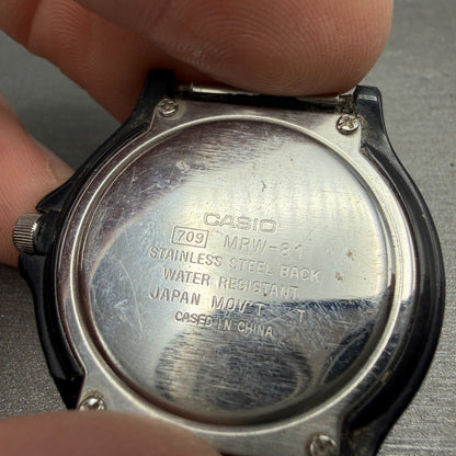 Casio Dive Watch Men 36mm Black Dial Black Tone Daydate Round MRW-81 PARTS7